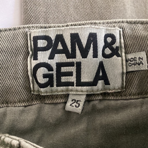 PAM AND GELA UNIFORM SIDE STRIPE STEP HEM ARMY PANT   GREEN SIZE 25 - Picture 4 of 5